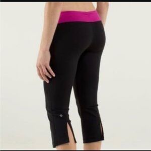 Lululemon Gather & Crow Crop legging athletic BLACK HOT PINK YOGA y2k 90s